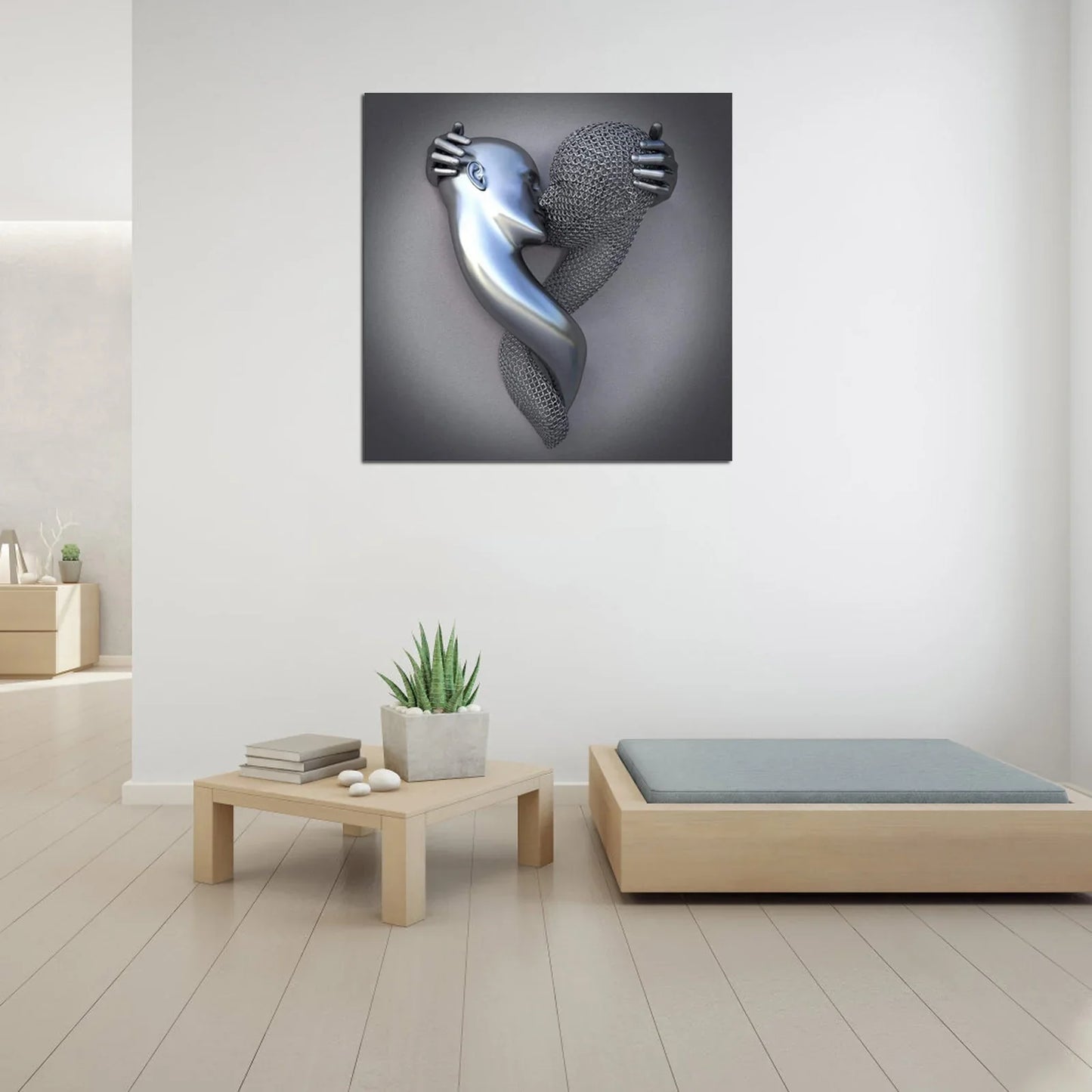 Obraz Love z Elegancką Metalową Figurą w Nowoczesnym Wzornictwie