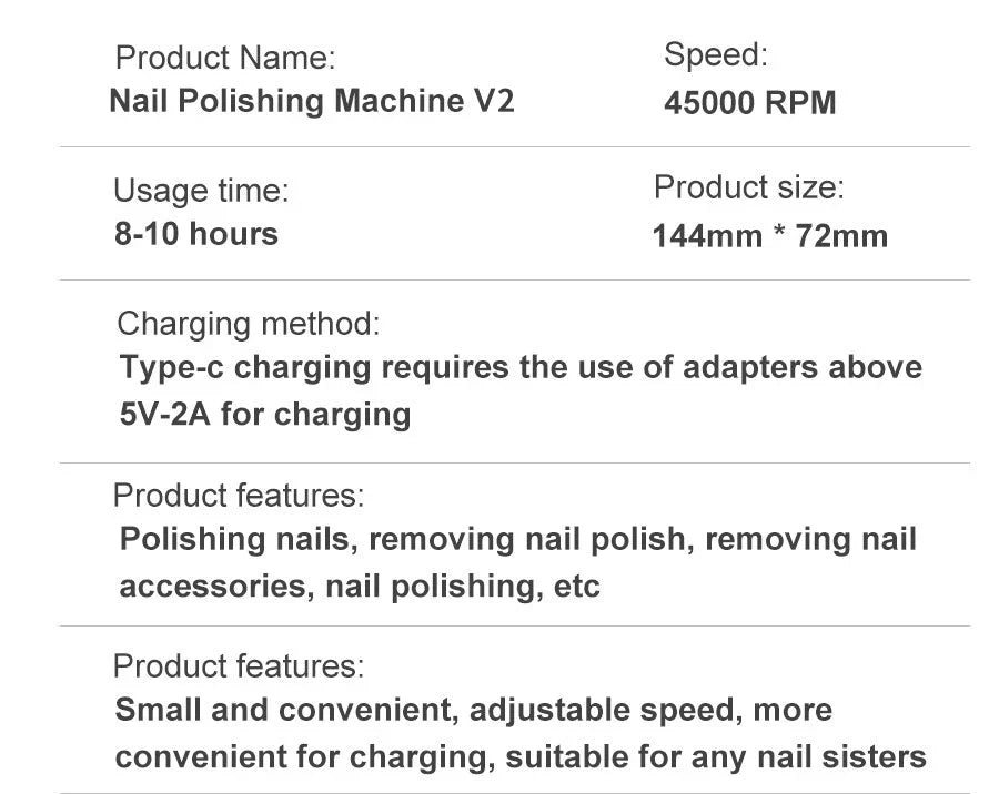 45000 obr./min. przenośny elektryczny pilnik do paznokci | Akumulatorowy i cichy do profesjonalnego manicure