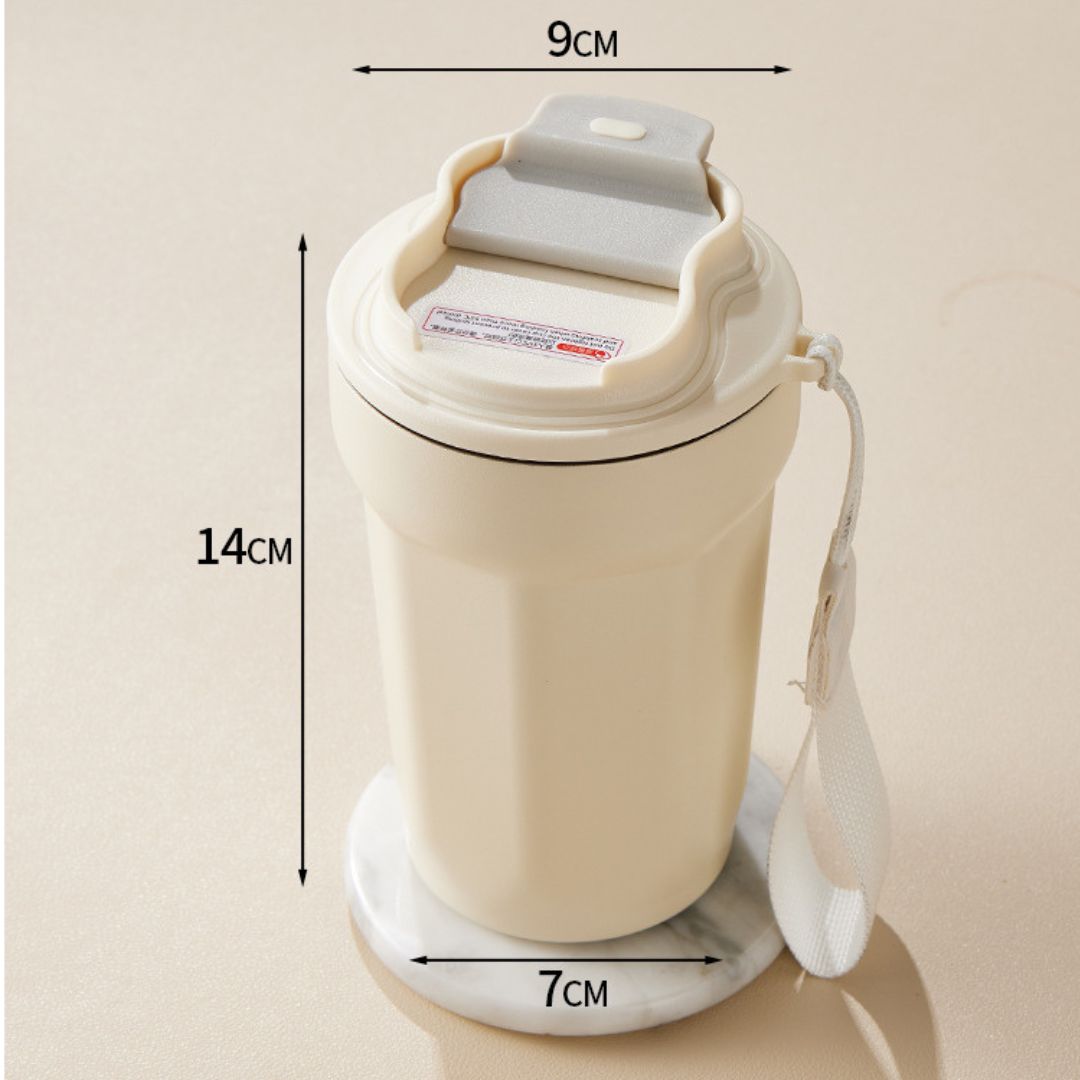 Stalowy Kubek do Kawy ze Wskaźnikiem Temperatury LED 450 ml