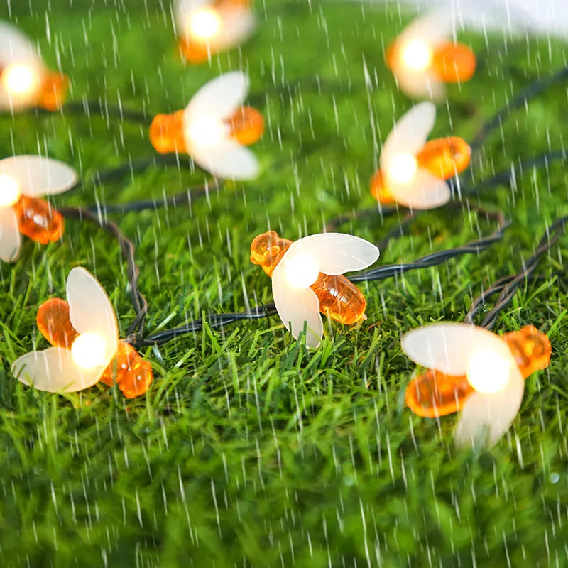 Solar Fairy Lights Bee - Led Decoratieve Verlichting voor Tuin & Patio , Buitenverlichting met Bijenontwerp