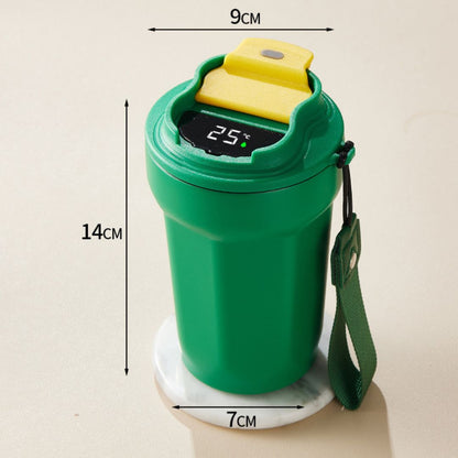 Stalowy Kubek do Kawy ze Wskaźnikiem Temperatury LED 450 ml