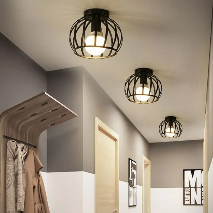 Nowoczesna Lampa Sufitowa w Stylu Loft z Otwartą Klatką