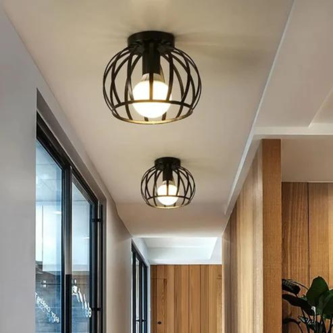 Nowoczesna Lampa Sufitowa w Stylu Loft z Otwartą Klatką