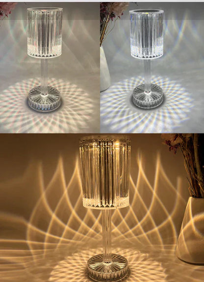 Przyciemniana lampka stołowa z kryształami o nowoczesnym designie