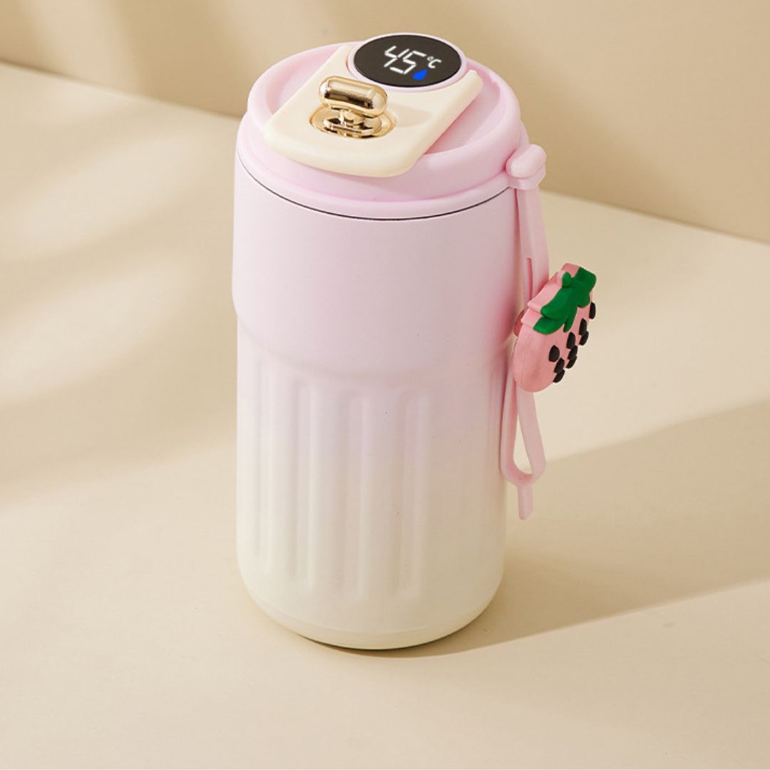 Stalowy Kubek do Kawy ze Wskaźnikiem Temperatury LED 450 ml