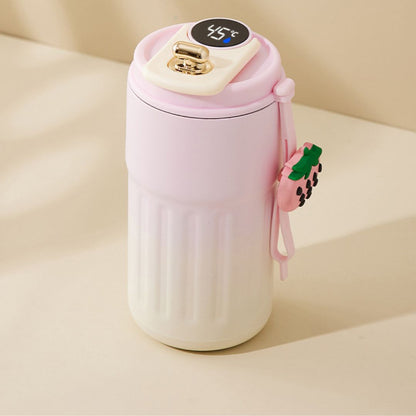 Stalowy Kubek do Kawy ze Wskaźnikiem Temperatury LED 450 ml