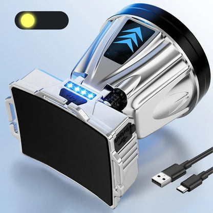 Szerokokątna Latarka Czołowa LED z Funkcją Powerbanku i portem USB do Ladowania