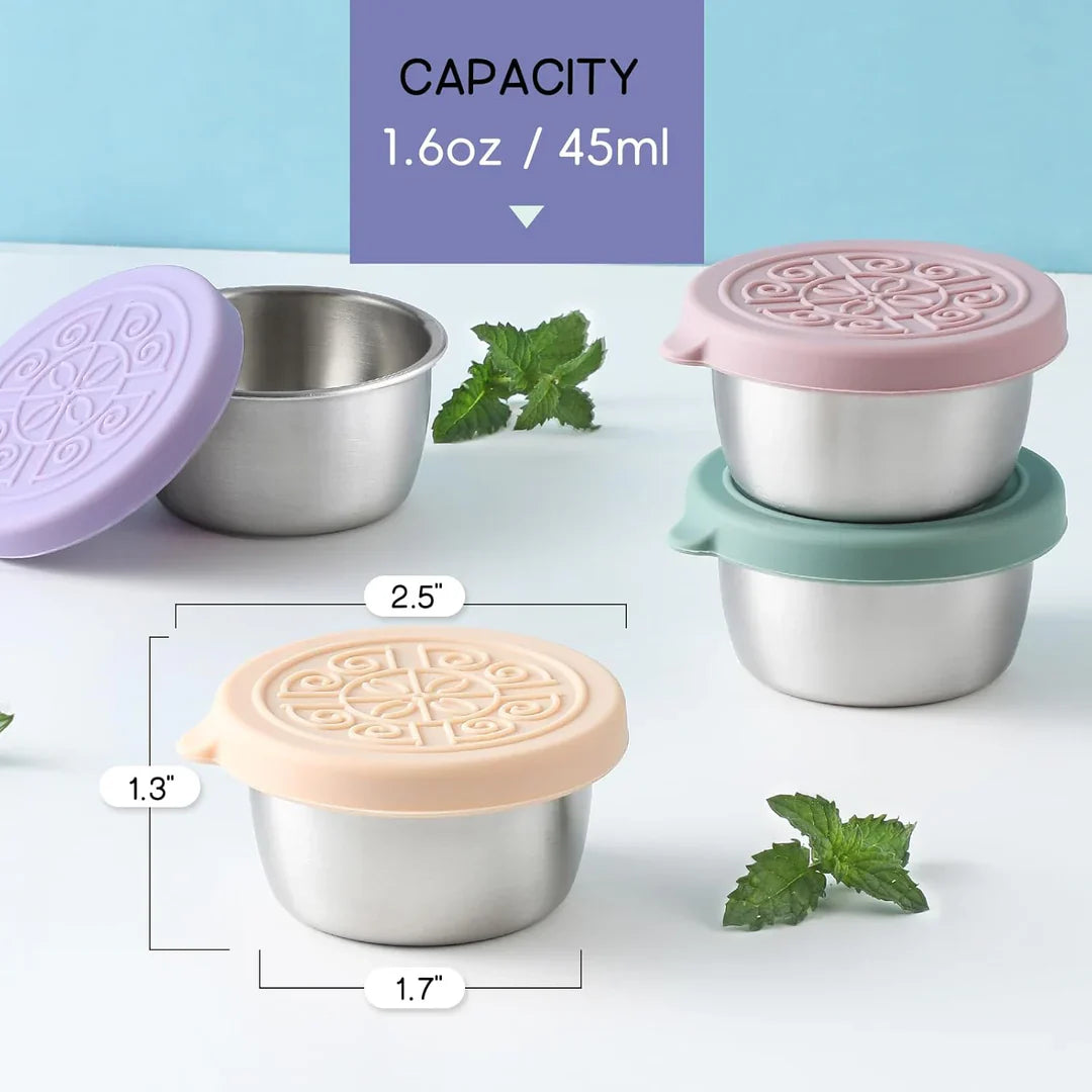 Zamykane miseczki do sosu ze stali nierdzewnej (zestaw 6 sztuk)