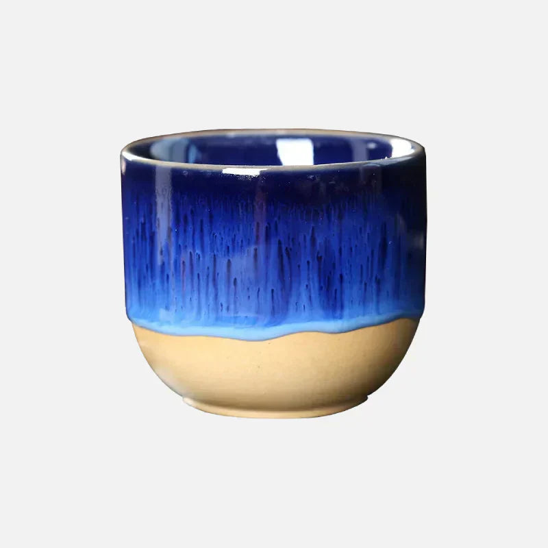 Ręcznie Wykonana Ceramiczna Filiżanka – Niebiesko Szkliwiona Do Herbaty