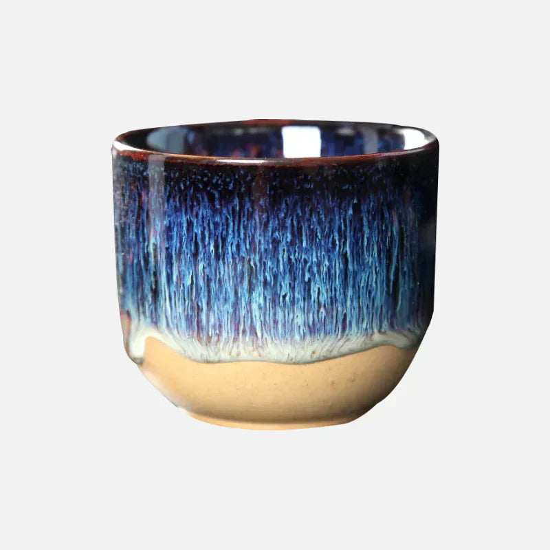 Ręcznie Wykonana Ceramiczna Filiżanka – Niebiesko Szkliwiona Do Herbaty