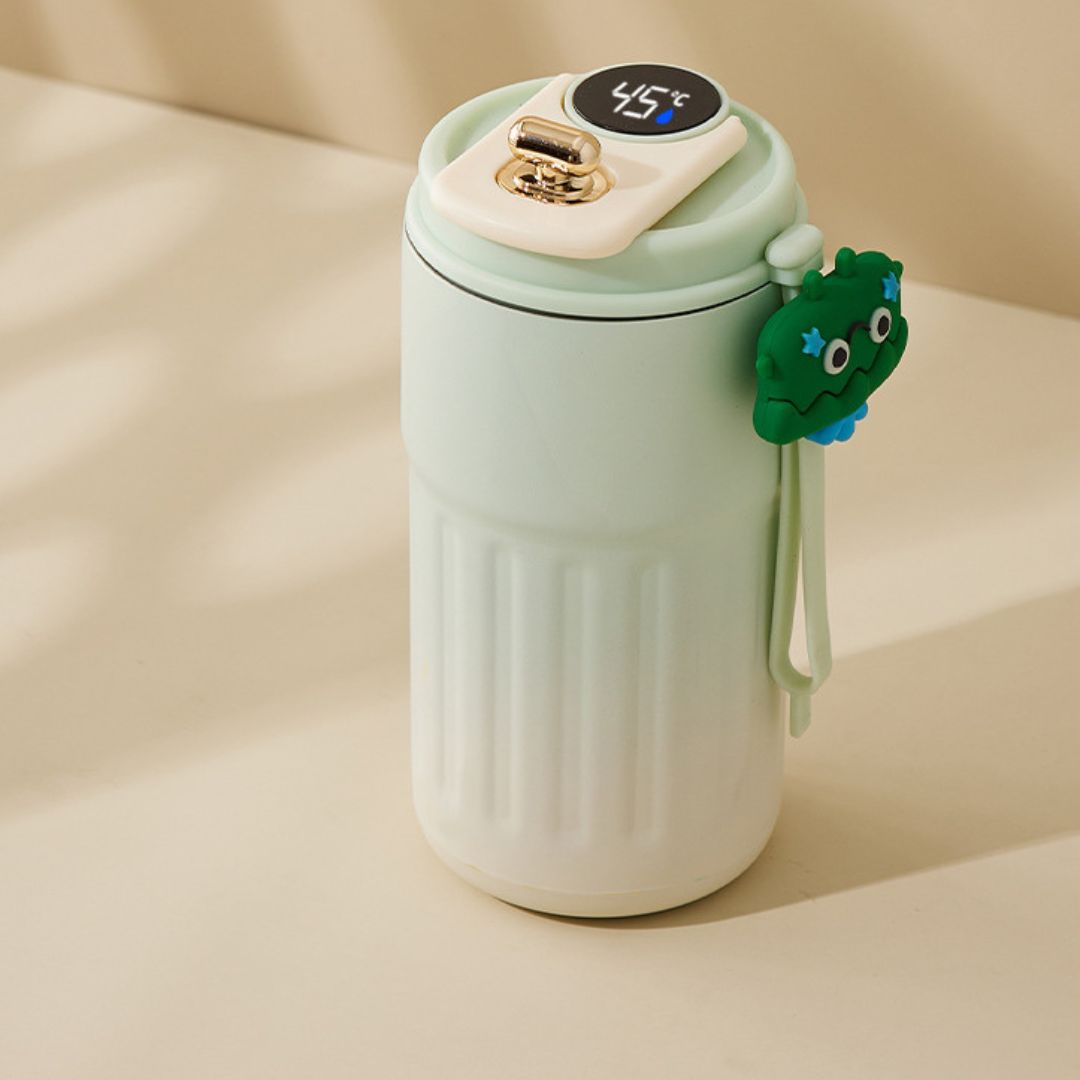 Stalowy Kubek do Kawy ze Wskaźnikiem Temperatury LED 450 ml