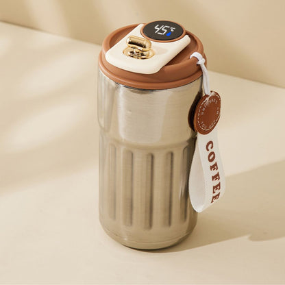 Stalowy Kubek do Kawy ze Wskaźnikiem Temperatury LED 450 ml