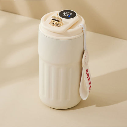 Stalowy Kubek do Kawy ze Wskaźnikiem Temperatury LED 450 ml