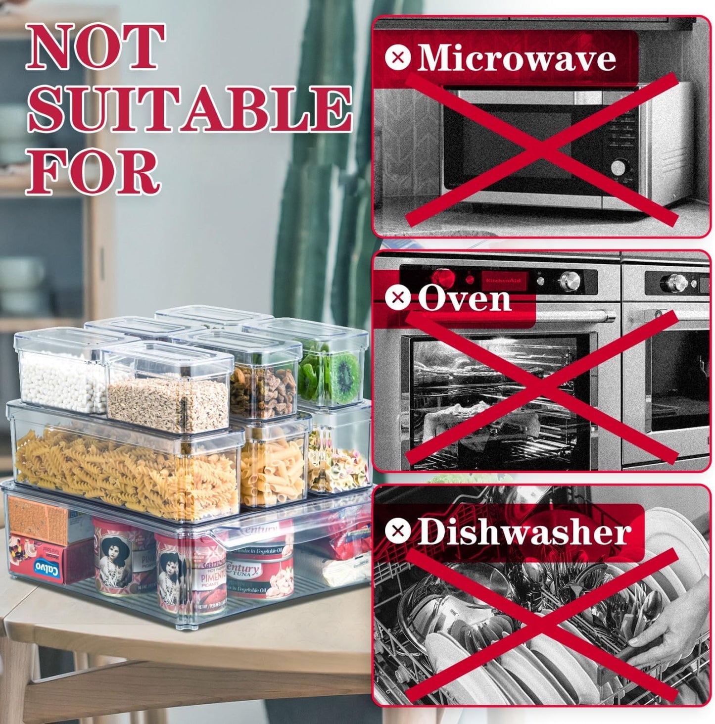 Zestaw Stakowalnych Organizerów Lodówkowych z 10 Pojemnikami do Przechowywania