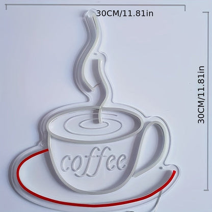 LED Neonowa Lampa Ścienna w Kształcie Filiżanki Kawy