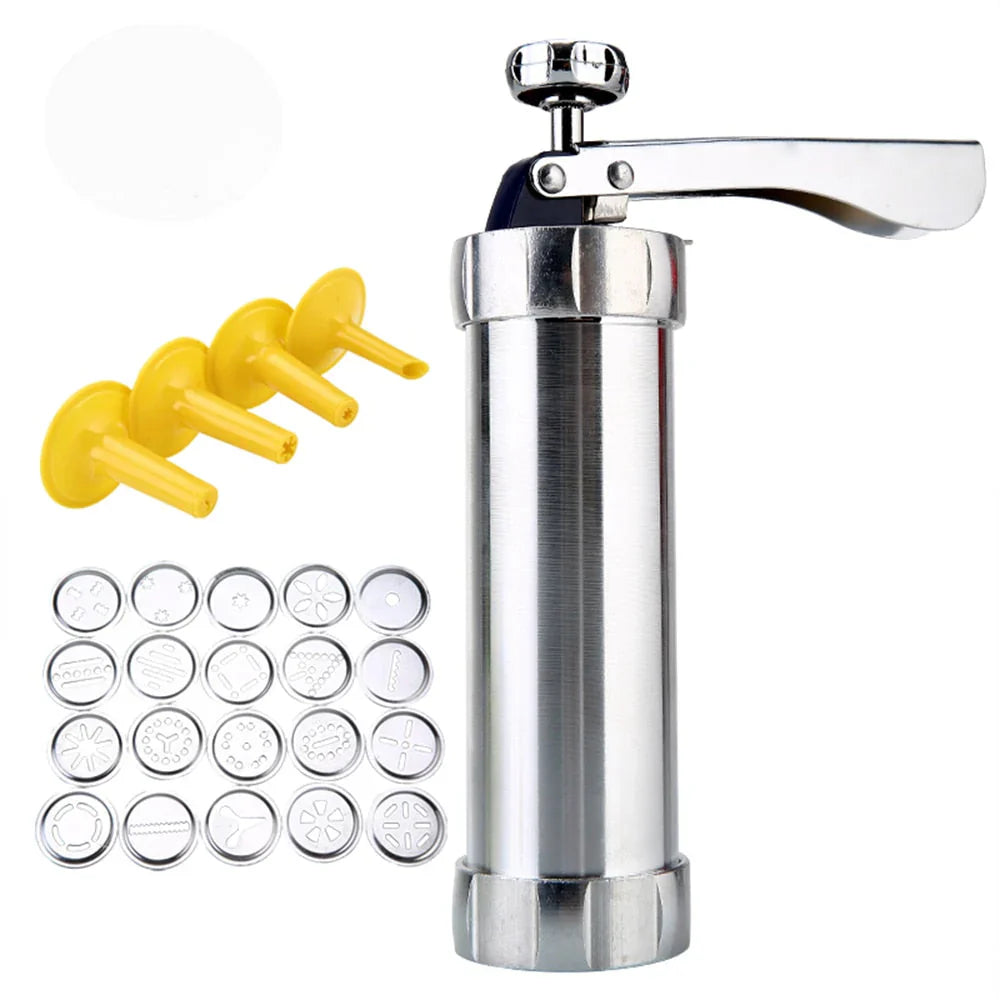 Tłoczek do Ciastek ze Stali Nierdzewnej z Końcówkami do Kreatywnych Ciastek i Wypieków