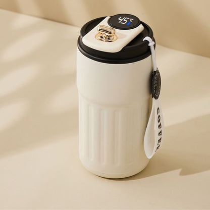 Stalowy Kubek do Kawy ze Wskaźnikiem Temperatury LED 450 ml