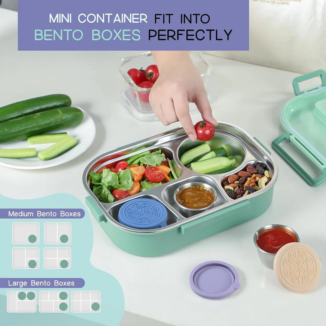 Zamykane miseczki do sosu ze stali nierdzewnej (zestaw 6 sztuk)