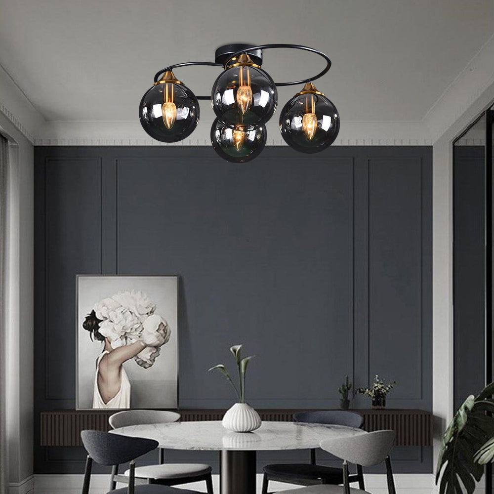 Nowoczesna Lampa Sufitowa LED z Kloszami z Przydymionego Szkła