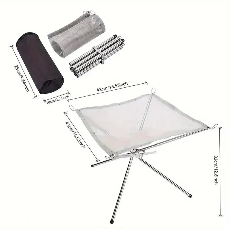 Składany stojak na ognisko – przenośne miejsce na ognisko do biwakowania i użytku na świeżym powietrzu