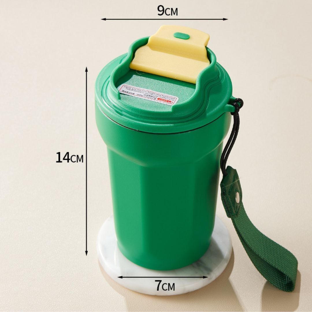 Stalowy Kubek do Kawy ze Wskaźnikiem Temperatury LED 450 ml