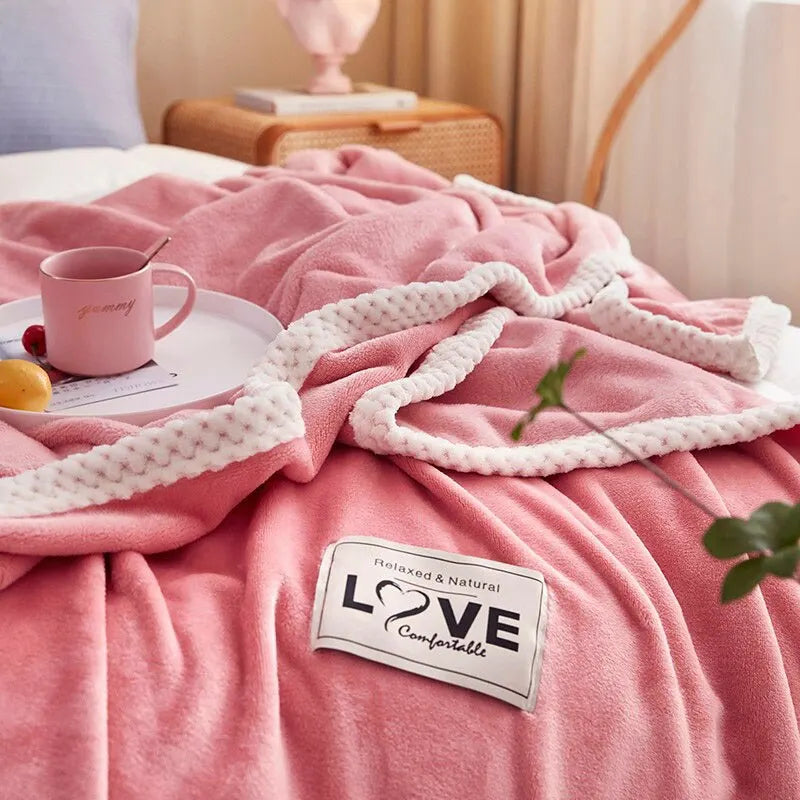 Koc z Flaneli i Polaru w Kolorze Różowym