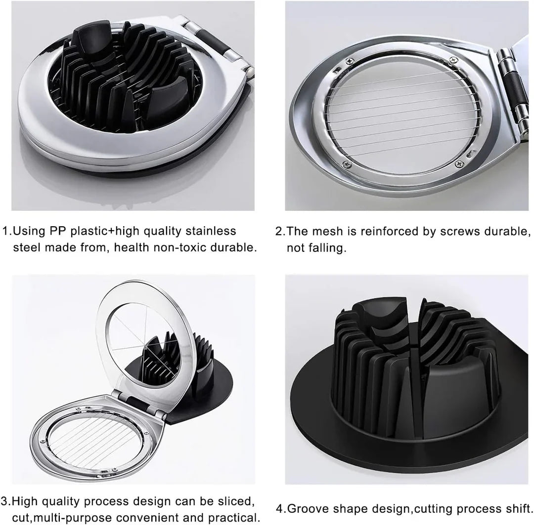 Stalowa Krajalnica do Jajek – 3-w-1 Opcje Krojenia dla Bezproblemowego Przygotowania!