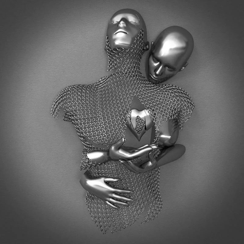 Obraz Love z Elegancką Metalową Figurą w Nowoczesnym Wzornictwie