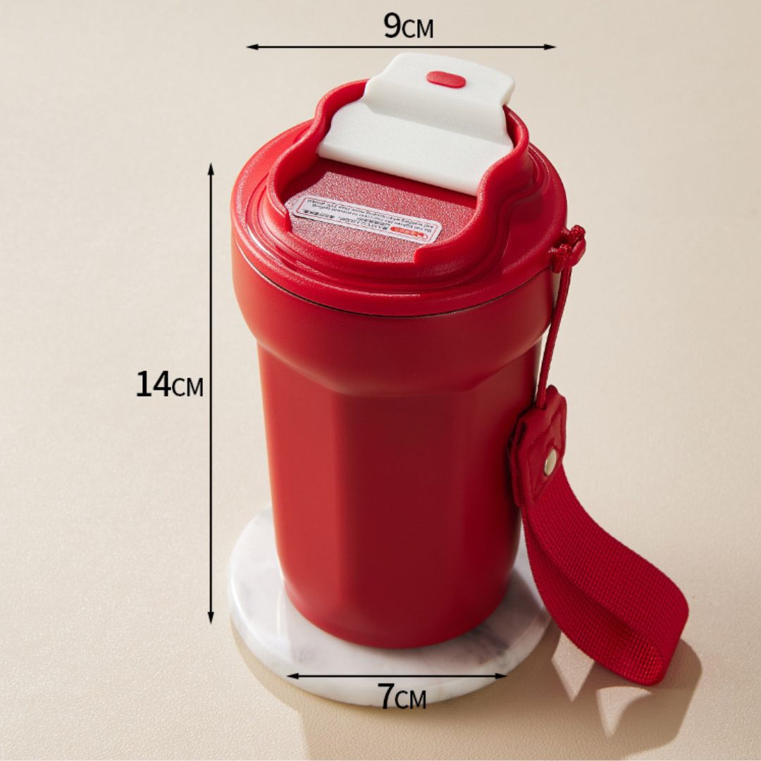 Stalowy Kubek do Kawy ze Wskaźnikiem Temperatury LED 450 ml