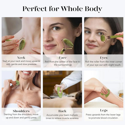 Zestaw Instant Glow Gua Sha i Jade Roller | Dla Promiennej Skóry i Naturalnego Relaksu