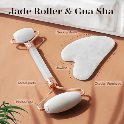 Zestaw Instant Glow Gua Sha i Jade Roller | Dla Promiennej Skóry i Naturalnego Relaksu