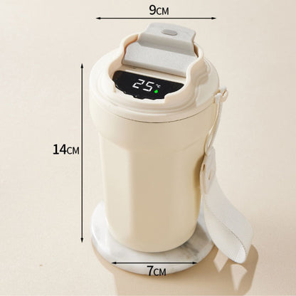 Stalowy Kubek do Kawy ze Wskaźnikiem Temperatury LED 450 ml