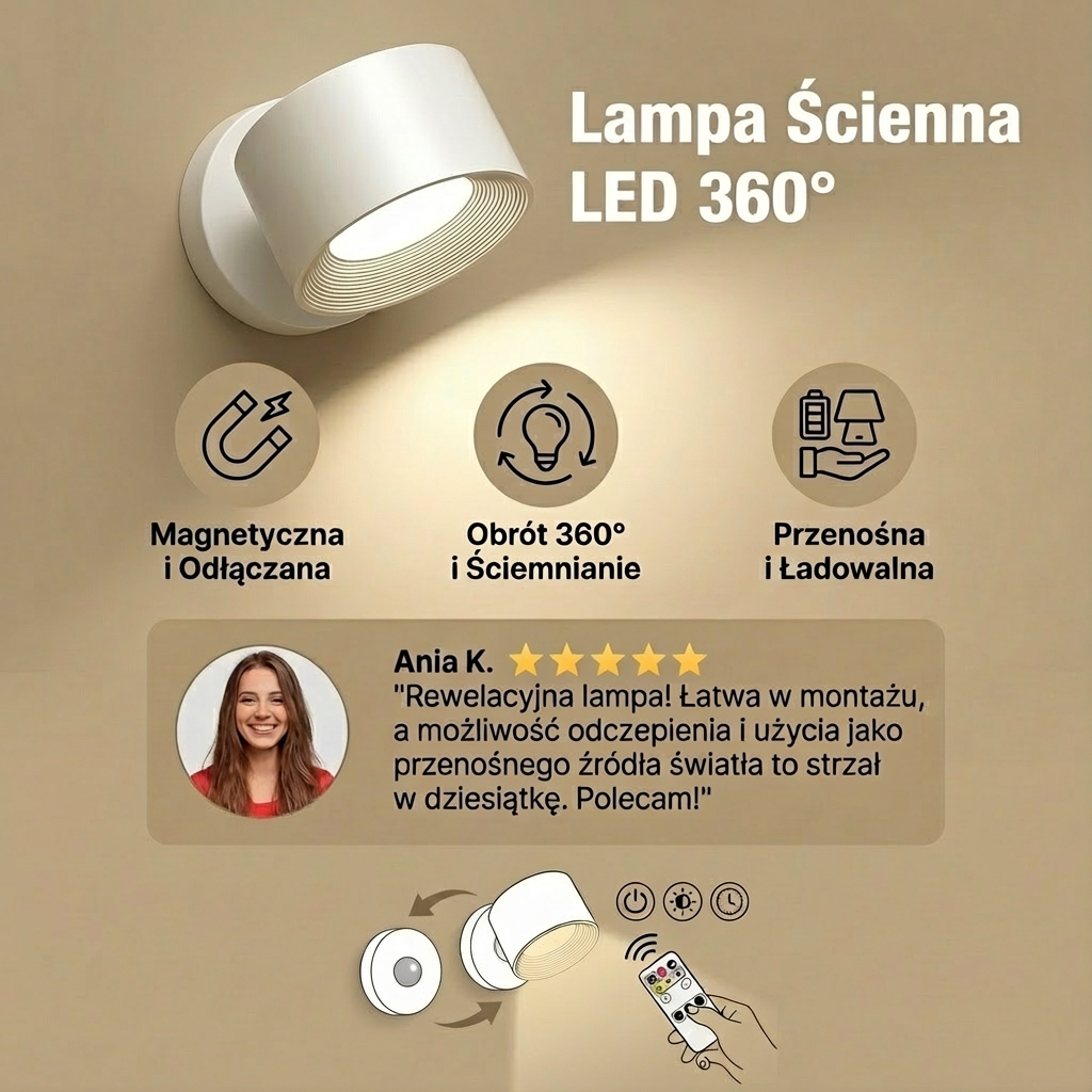 Lampa Ścienna LED 360°