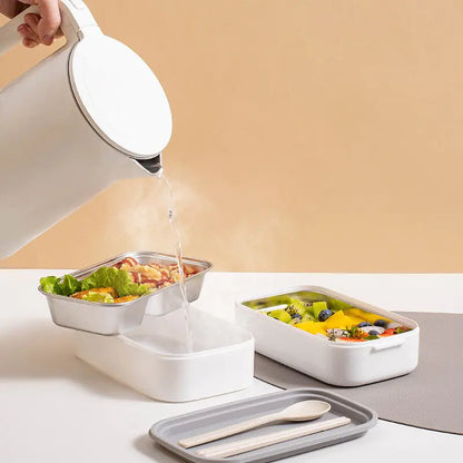 Dwuwarstwowy Bento Lunchbox ze Stali Nierdzewnej z Pokrywką
