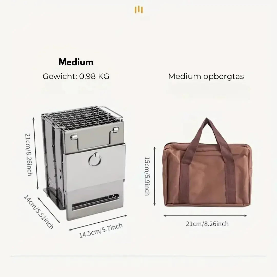 Składany stalowy piecyk na drewno – Przenośna kuchenka turystyczna do gotowania na zewnątrz