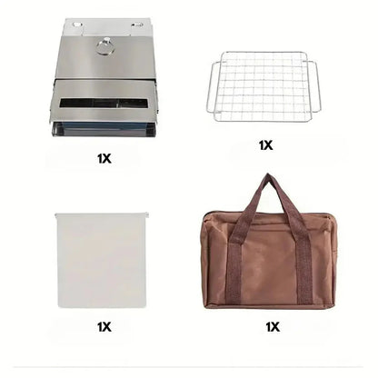 Składany stalowy piecyk na drewno – Przenośna kuchenka turystyczna do gotowania na zewnątrz