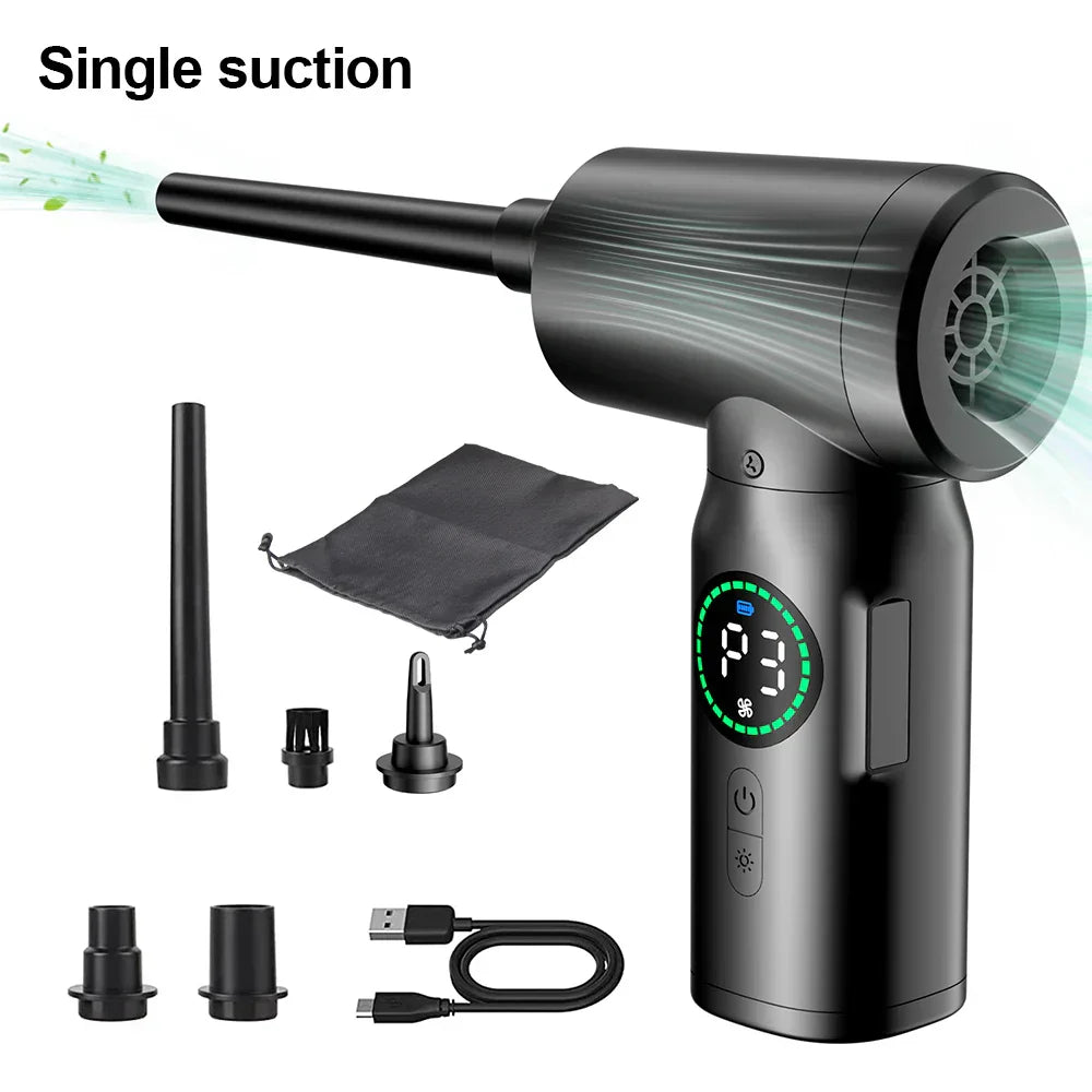 Przenośny odkurzacz i dmuchawa 2 w 1 z sprężonym powietrzem i lampką LED (7500 mAh)