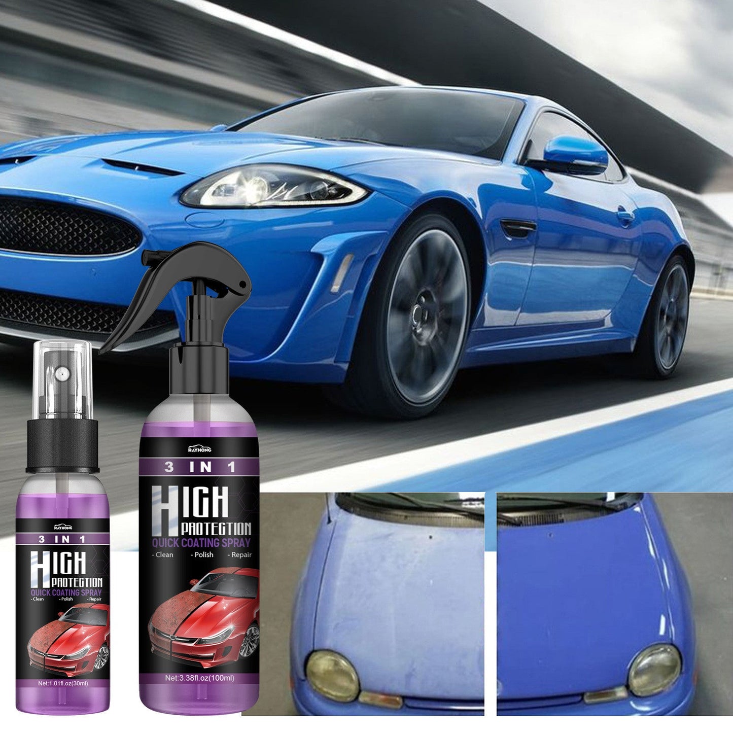 3w1 Ulepszony Spray do Powłok Samochodowych