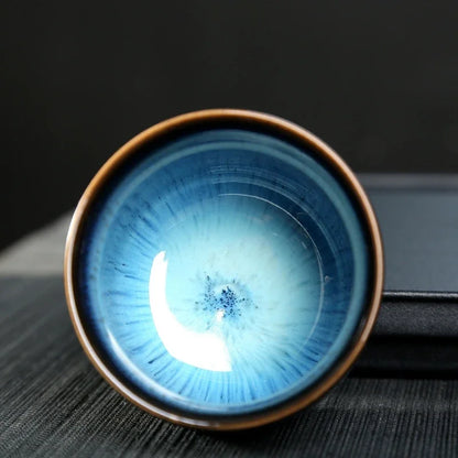 Ręcznie Wykonana Ceramiczna Filiżanka – Niebiesko Szkliwiona Do Herbaty