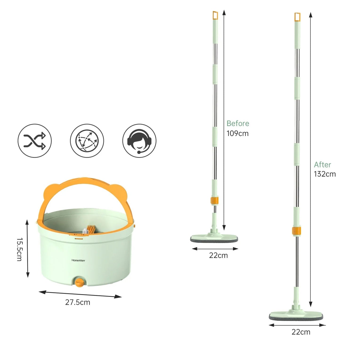 Samoczyszcząca mopa z funkcją obrotową i wiadrem