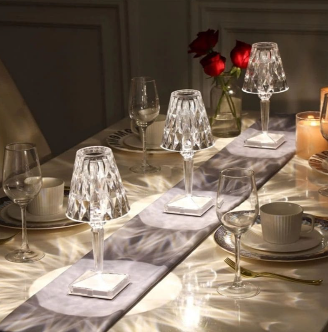 Lampka Stołowa z Kryształami Akrylowymi