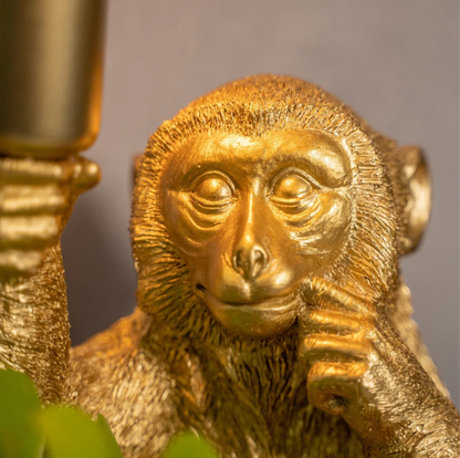 Elegancka Złota Małpka z Kwiatem na Lampce
