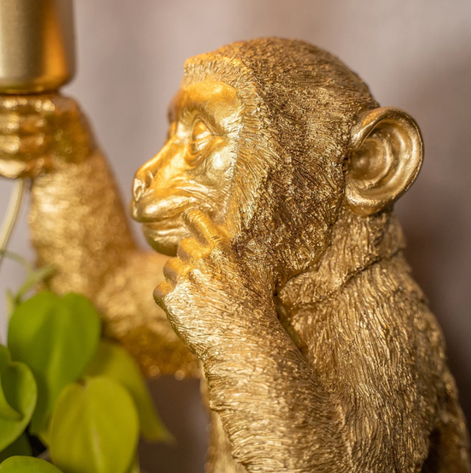 Elegancka Złota Małpka z Kwiatem na Lampce