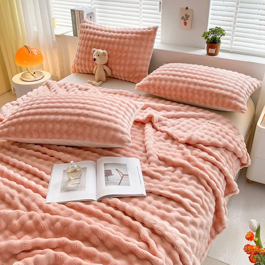 Luksusowy koc z polaru z wypukłą strukturą