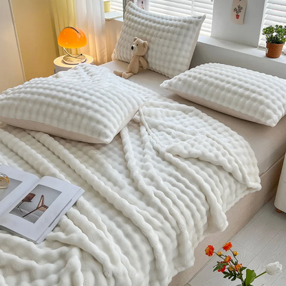 Luksusowy koc z polaru z wypukłą strukturą