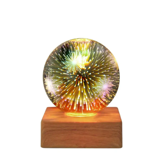 3D Lampa Kula Kryształowa z Efektem Fajerwerków