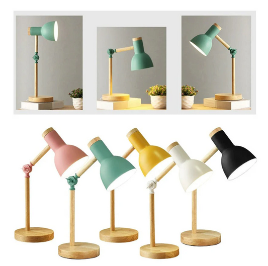 Skandynawska Drewniana Lampa Stołowa