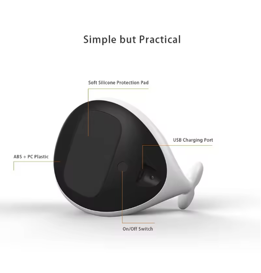 Urocza, Zmieniająca Kolor Lampka Nocna w Kształcie Wieloryba