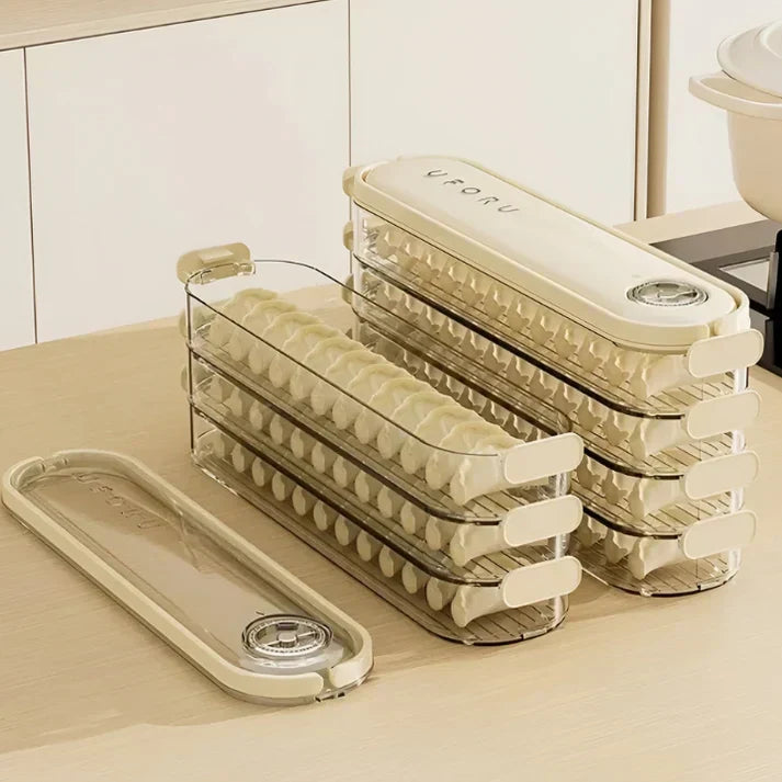 Stakowane Pojemniki Świeżości z Zaworem – Rozwiązania do Przechowywania Żywności w Lodówce – Zestaw 4 Sztuk