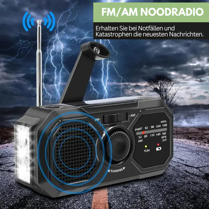 Przenośne Radio Awaryjne z Panelem Słonecznym i Korbką Ręczną – Odbiór FM/AM i Funkcja Powerbanku